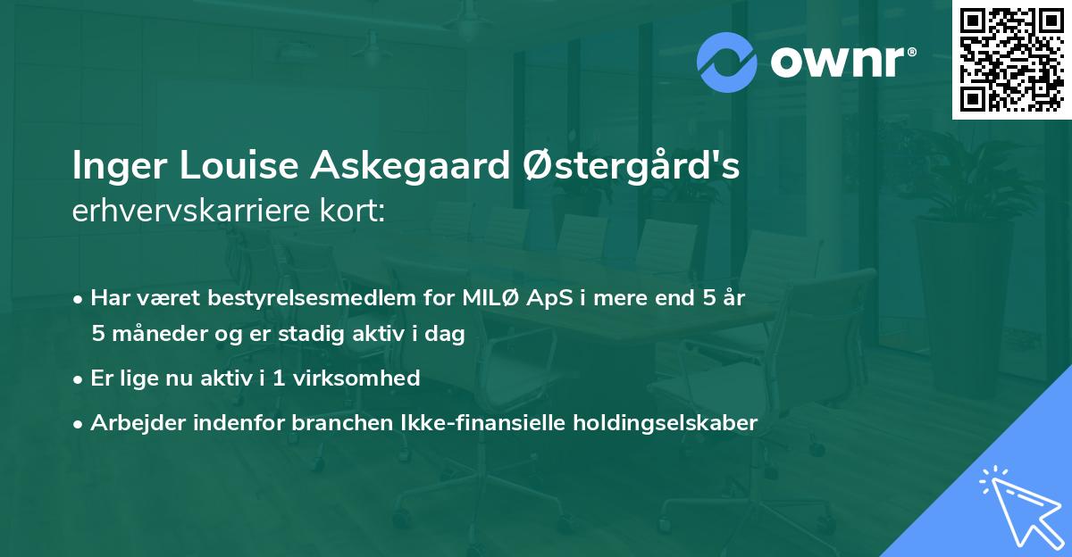 Inger Louise Askegaard Østergård's erhvervskarriere kort