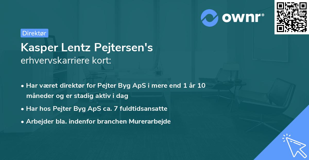 Kasper Lentz Pejtersen's erhvervskarriere kort