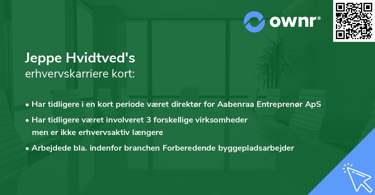 Jeppe Hvidtved's erhvervskarriere kort