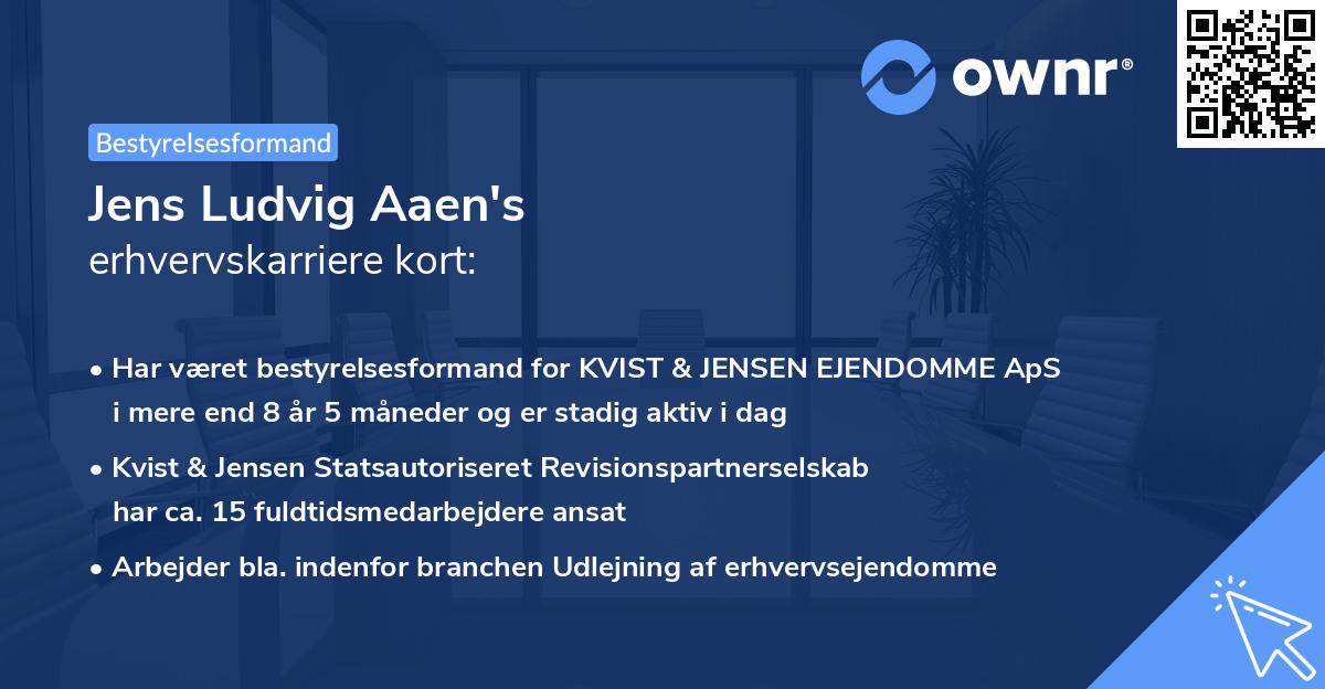 Jens Ludvig Aaen's erhvervskarriere kort