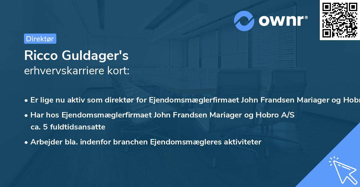 Ricco Guldager's erhvervskarriere kort