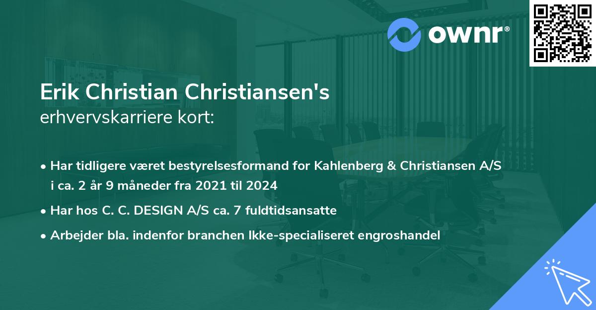 Erik Christian Christiansen's erhvervskarriere kort