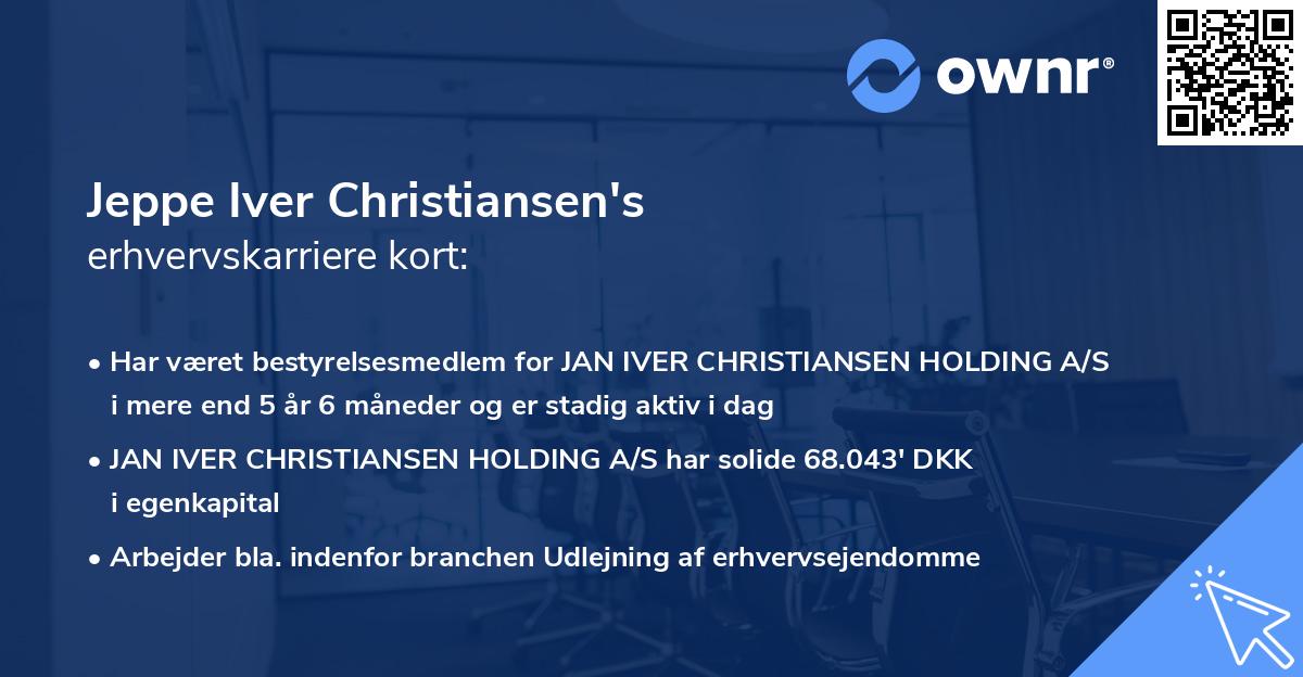 Jeppe Iver Christiansen's erhvervskarriere kort
