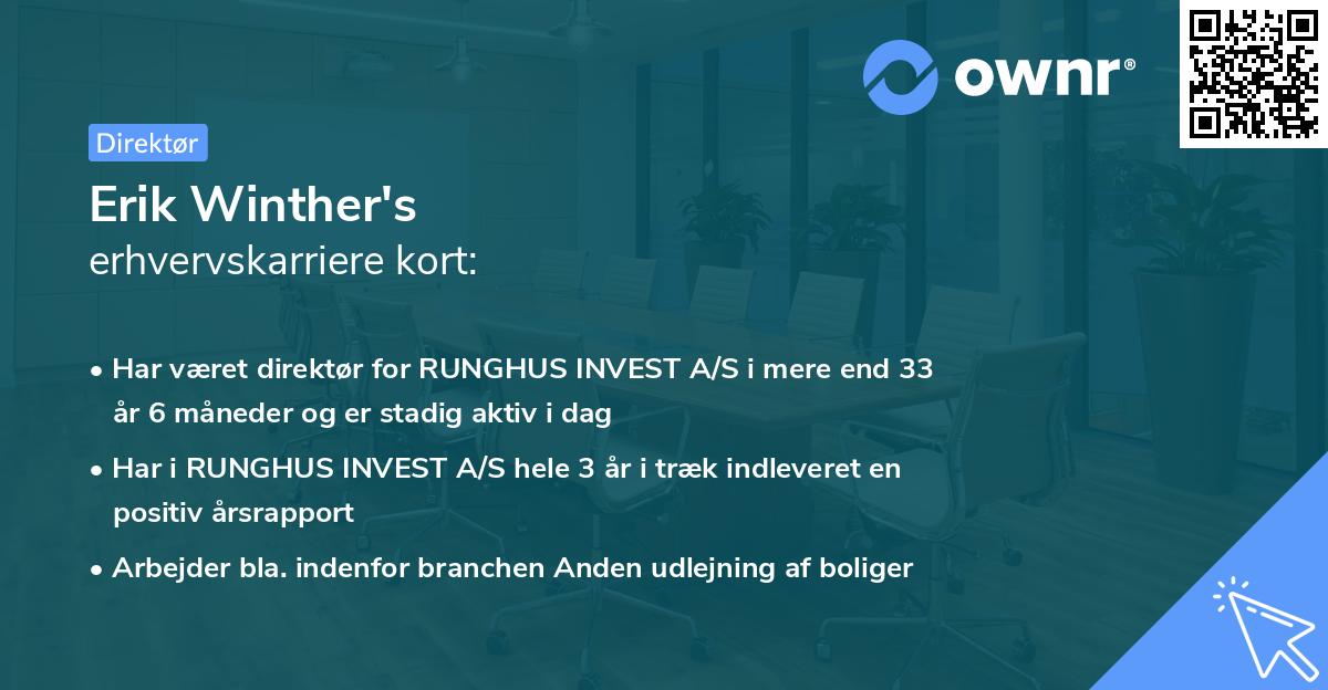 Erik Winther's erhvervskarriere kort