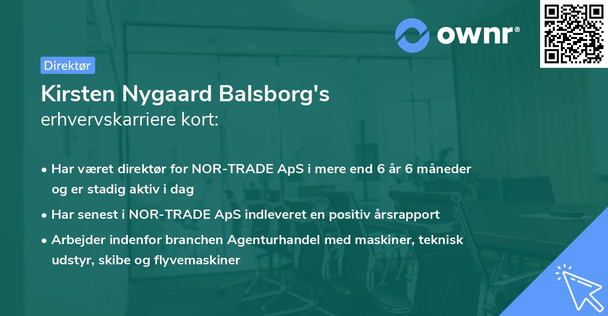 Kirsten Nygaard Balsborg's erhvervskarriere kort