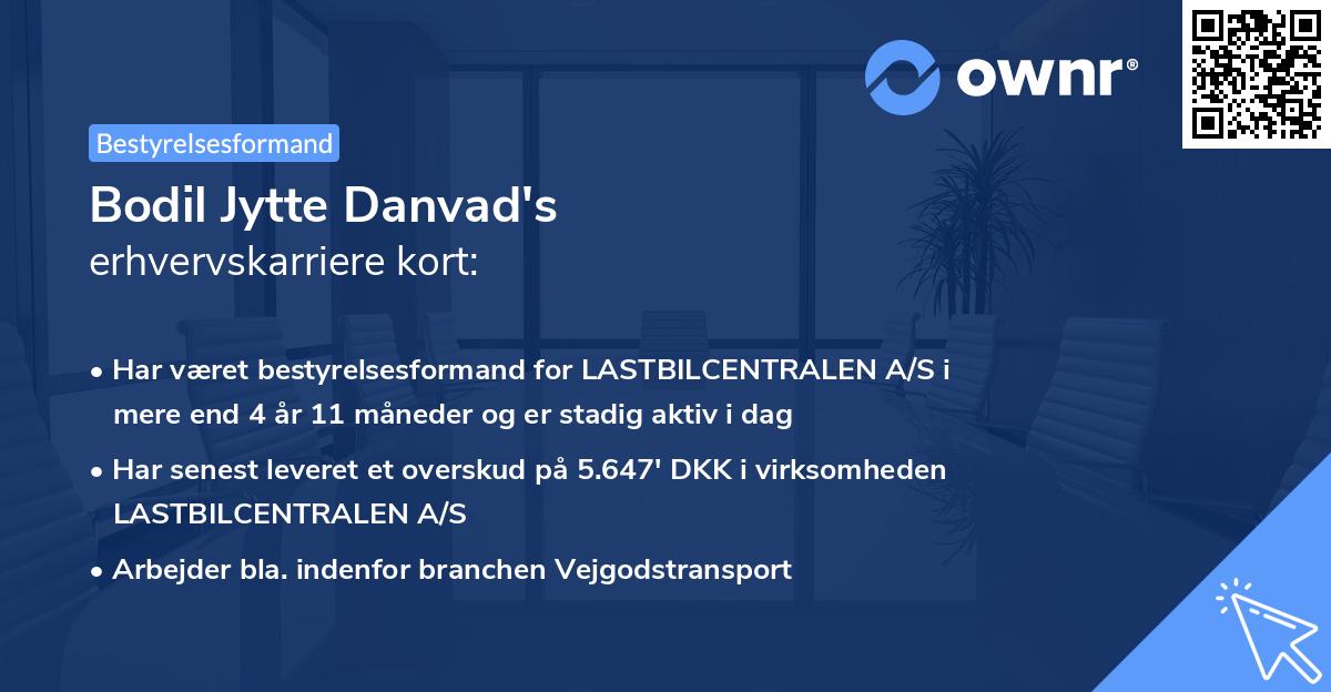 Bodil Jytte Danvad's erhvervskarriere kort