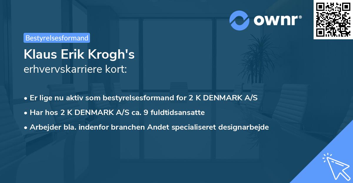 Klaus Erik Krogh's erhvervskarriere kort