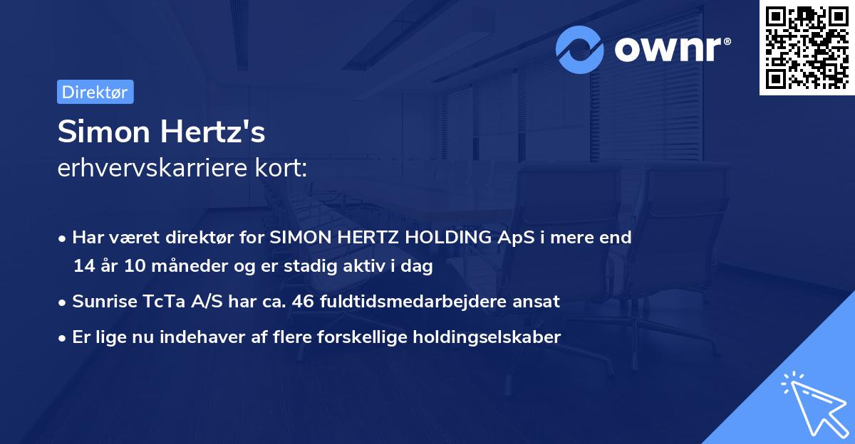 Simon Hertz's erhvervskarriere kort