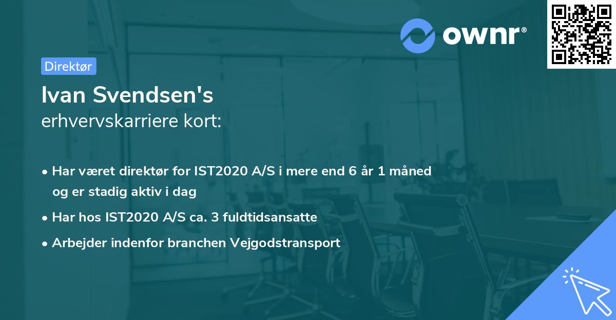 Ivan Svendsen's erhvervskarriere kort