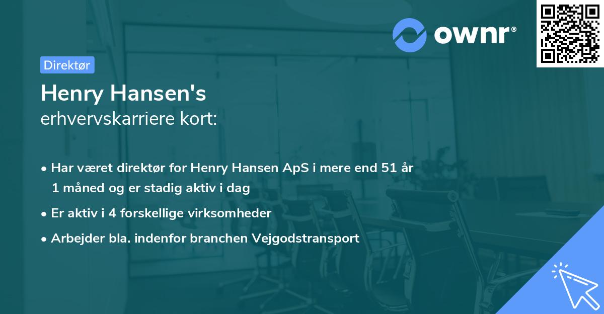 Henry Hansen's erhvervskarriere kort