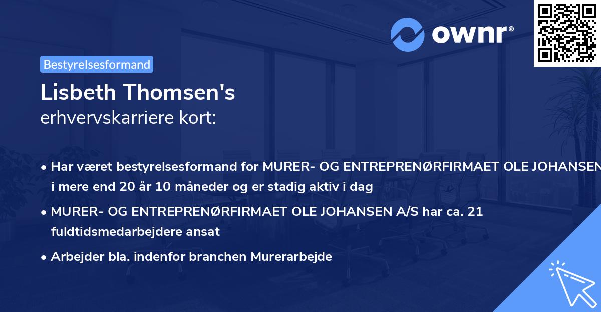 Lisbeth Thomsen's erhvervskarriere kort