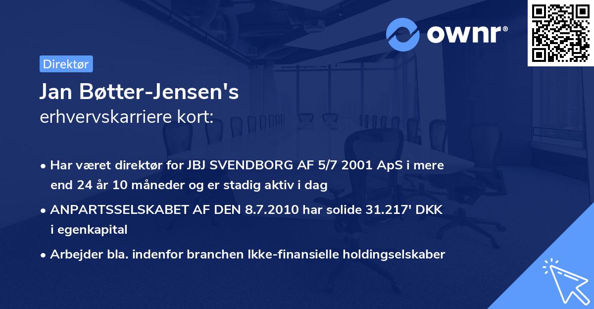 Jan Bøtter-Jensen's erhvervskarriere kort