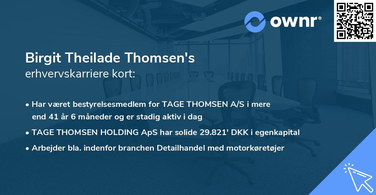 Birgit Theilade Thomsen's erhvervskarriere kort