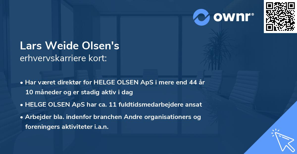 Lars Weide Olsen's erhvervskarriere kort