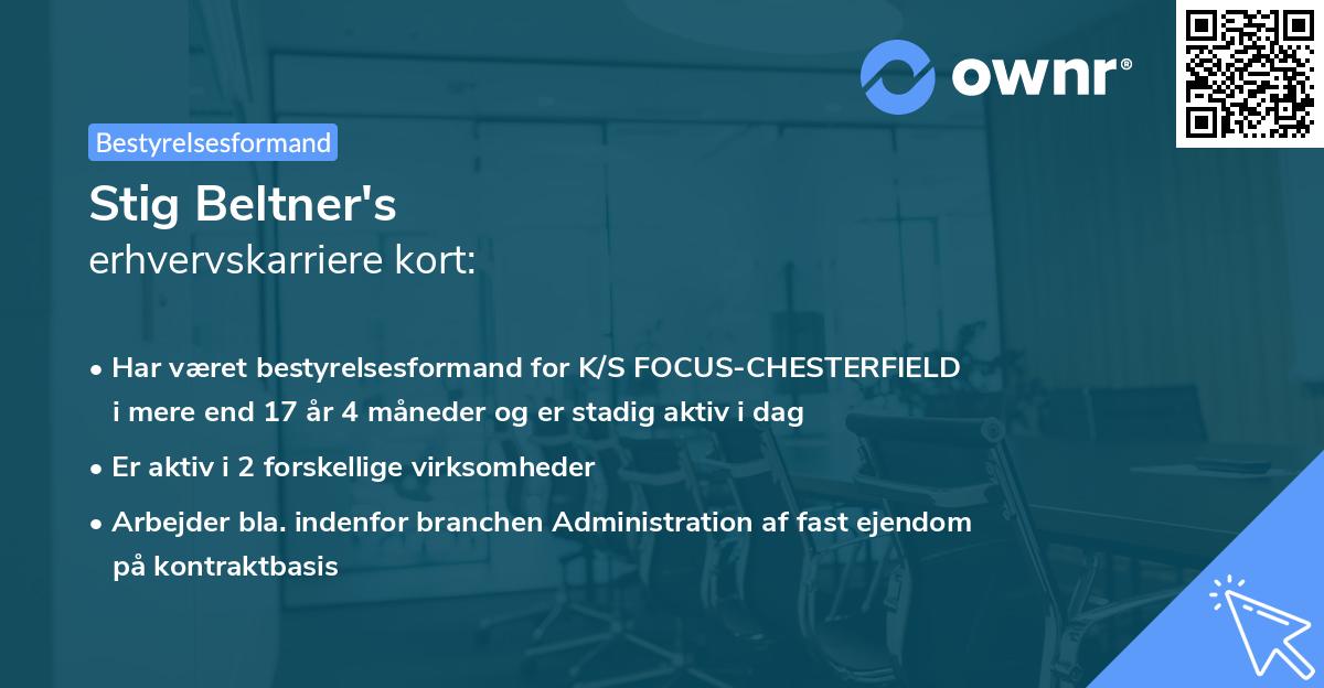 Stig Beltner's erhvervskarriere kort
