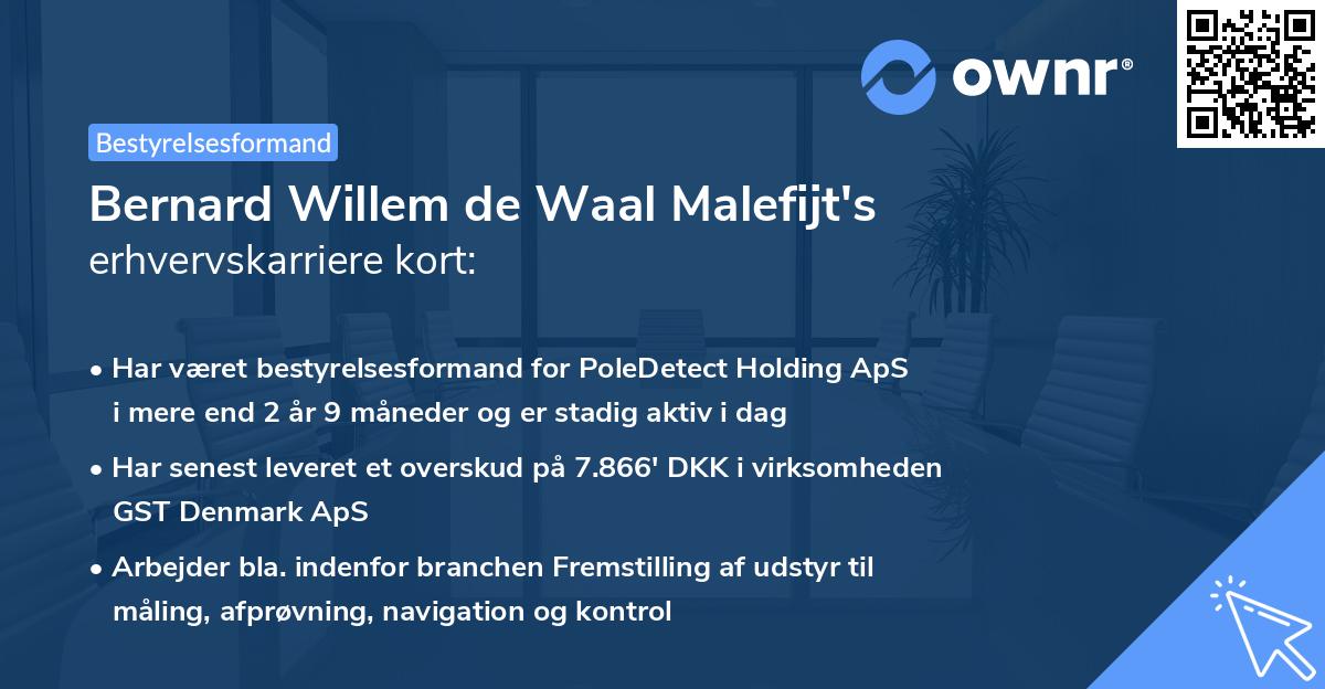 Bernard Willem de Waal Malefijt's erhvervskarriere kort