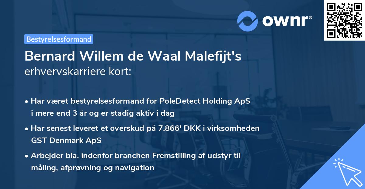 Bernard Willem de Waal Malefijt's erhvervskarriere kort