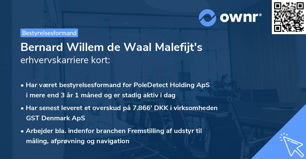 Bernard Willem de Waal Malefijt's erhvervskarriere kort