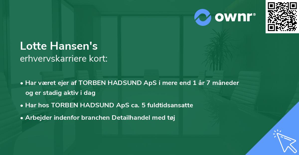 Lotte Hansen's erhvervskarriere kort