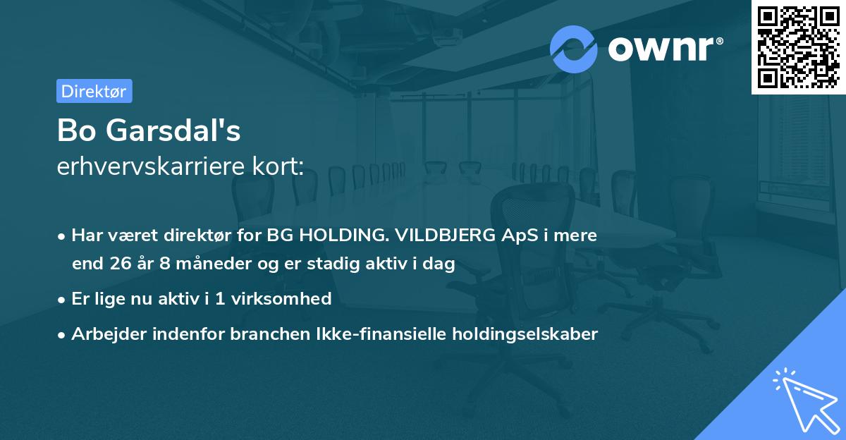 Bo Garsdal's erhvervskarriere kort