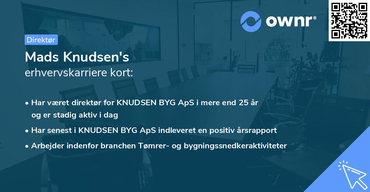 Mads Knudsen's erhvervskarriere kort
