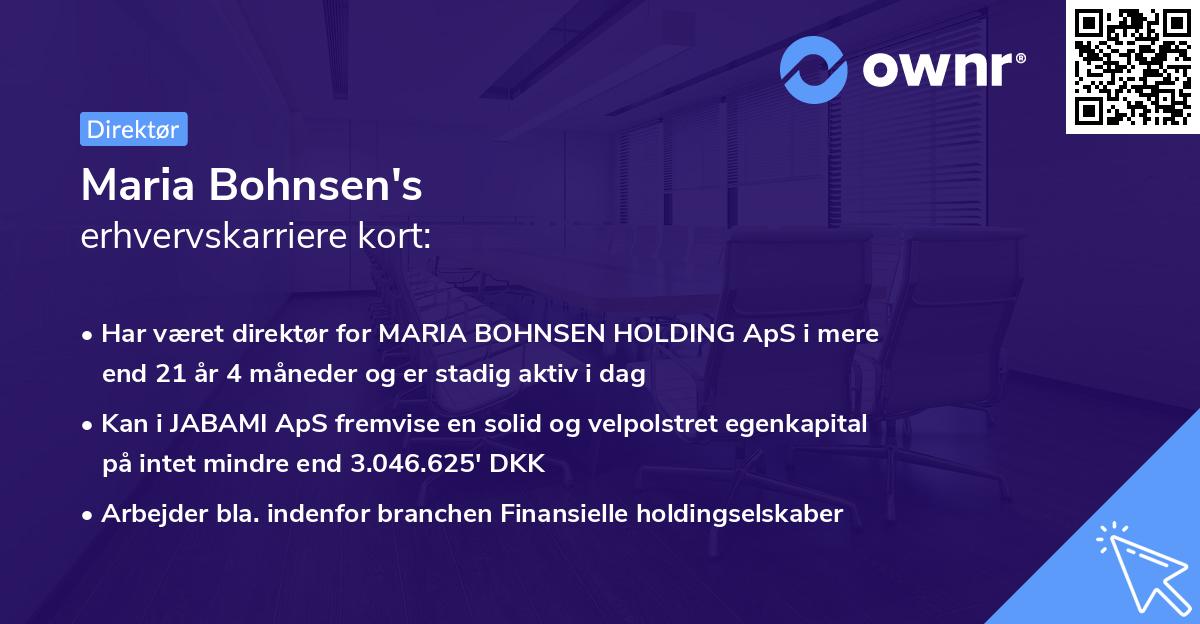 Maria Bohnsen's erhvervskarriere kort