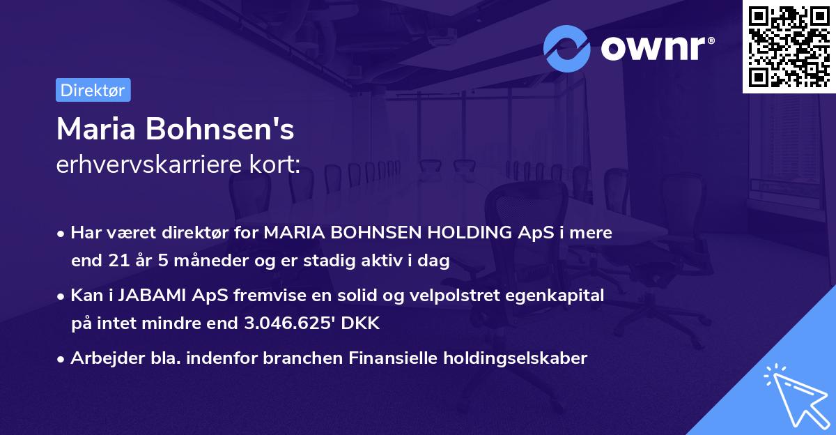 Maria Bohnsen's erhvervskarriere kort