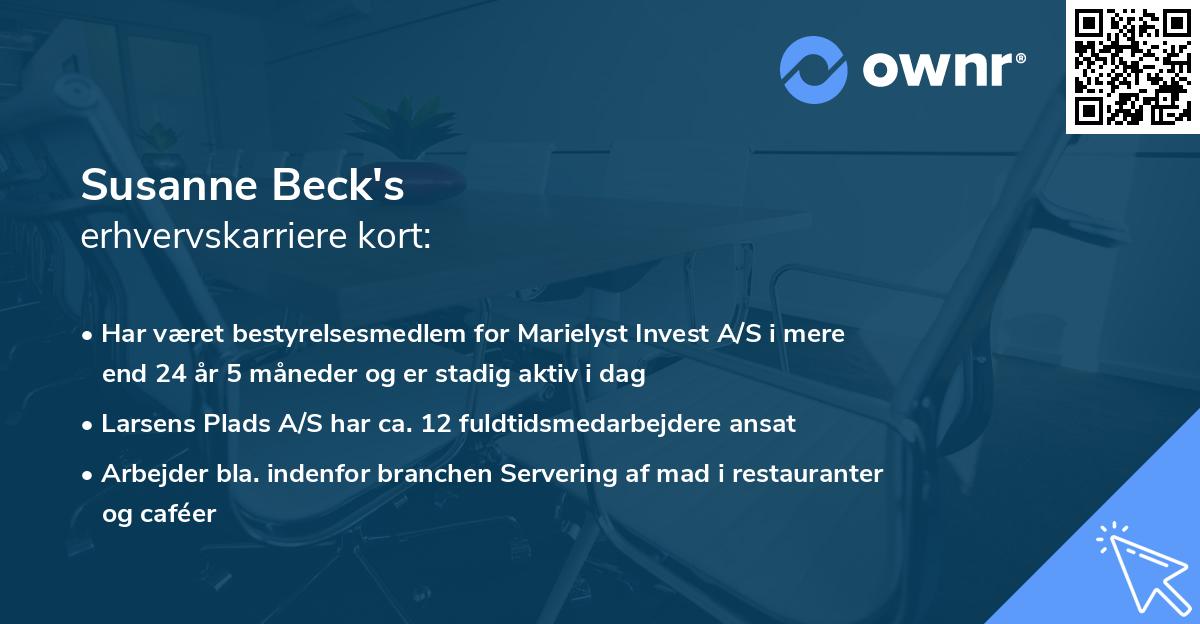 Susanne Beck's erhvervskarriere kort
