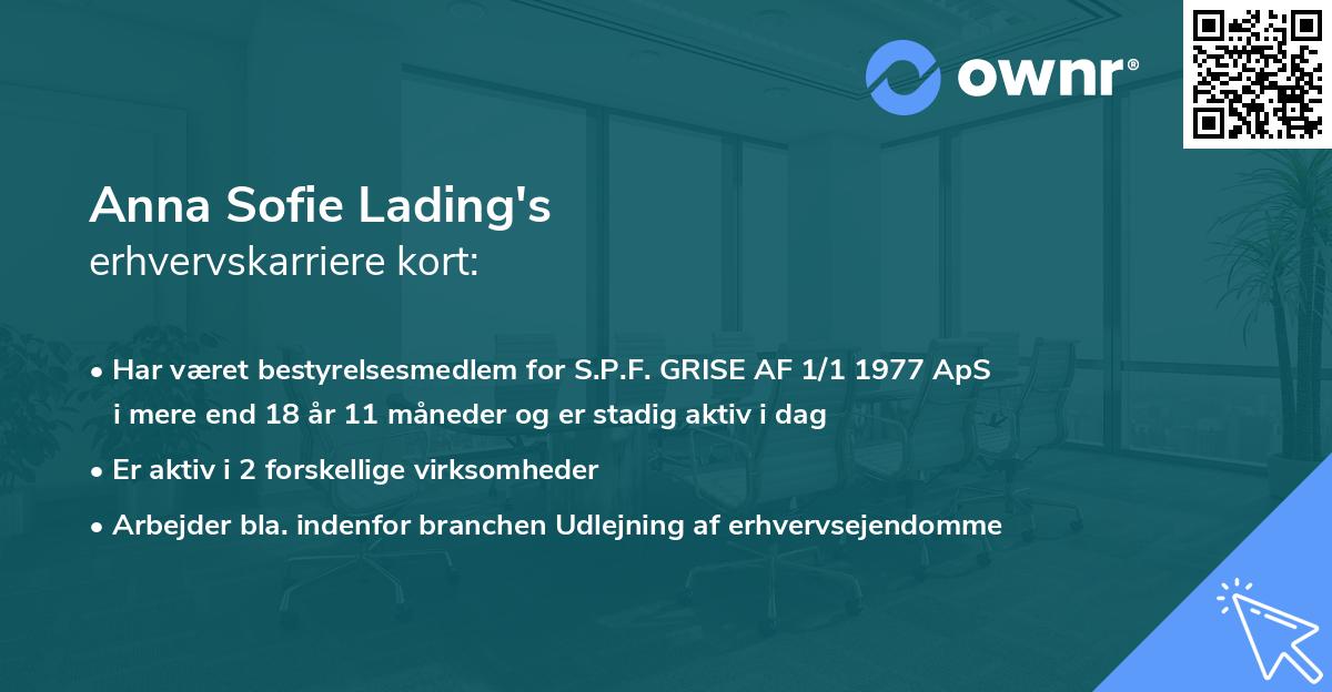 Anna Sofie Lading's erhvervskarriere kort