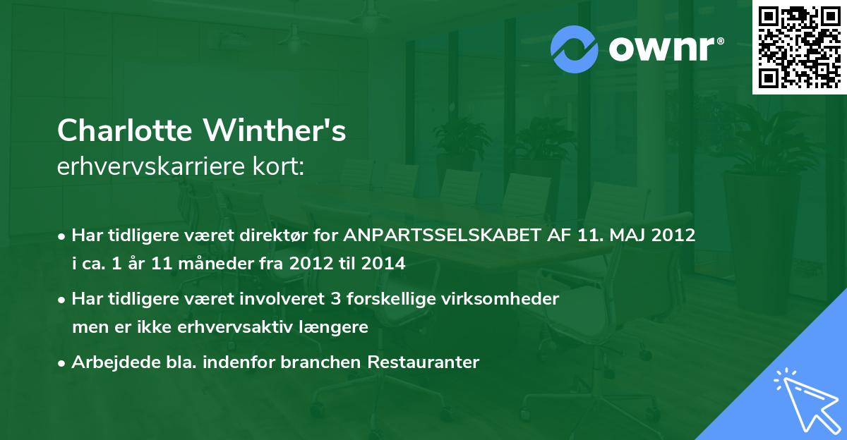 Charlotte Winther's erhvervskarriere kort