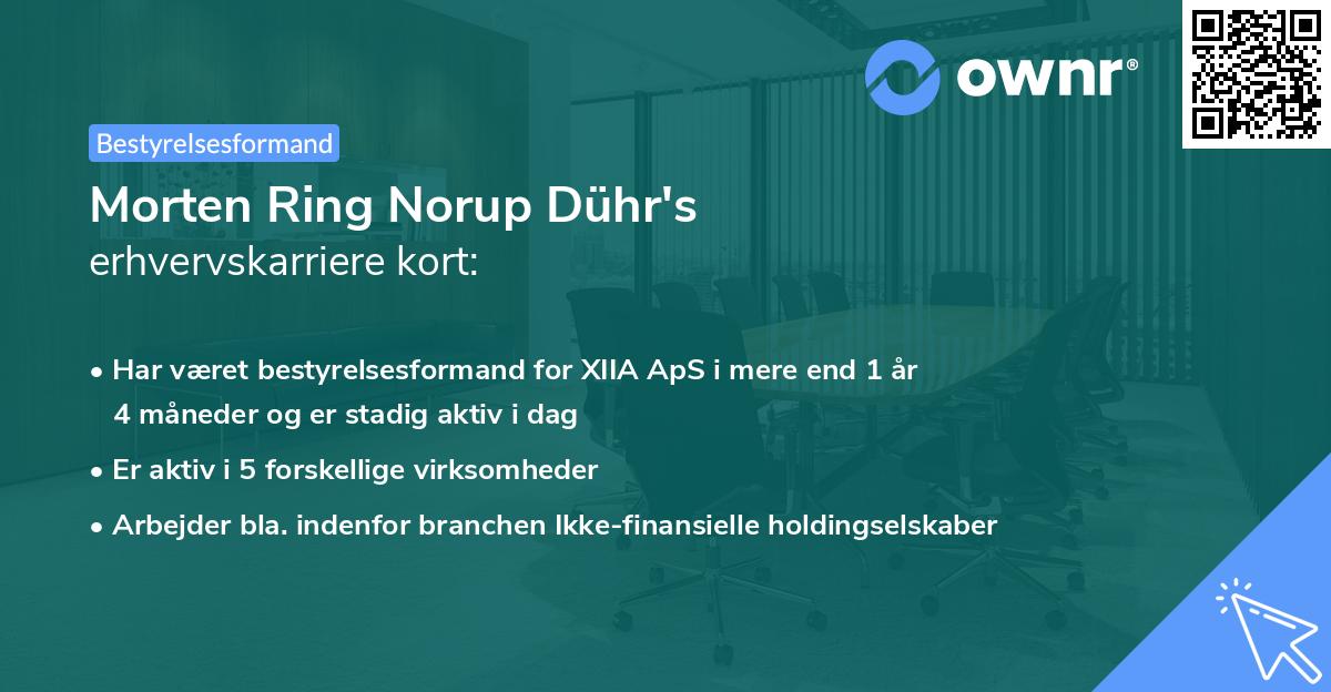Morten Ring Norup Dühr's erhvervskarriere kort