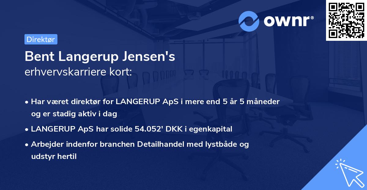 Bent Langerup Jensen's erhvervskarriere kort