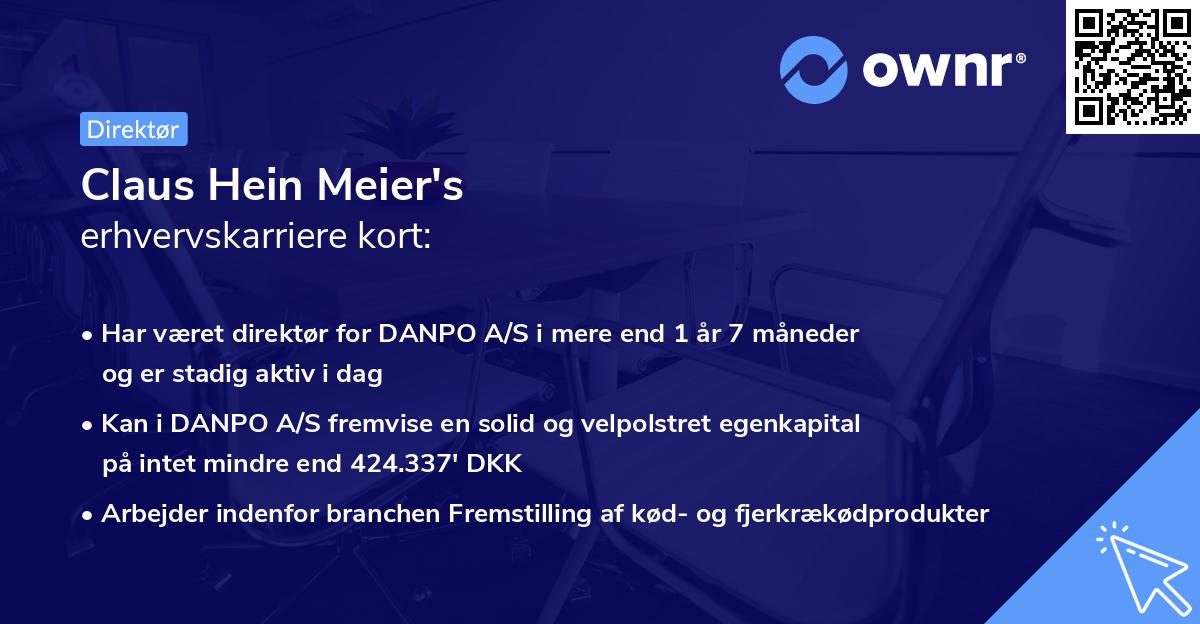 Claus Hein Meier's erhvervskarriere kort
