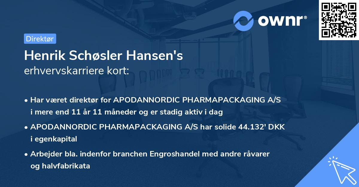 Henrik Schøsler Hansen's erhvervskarriere kort