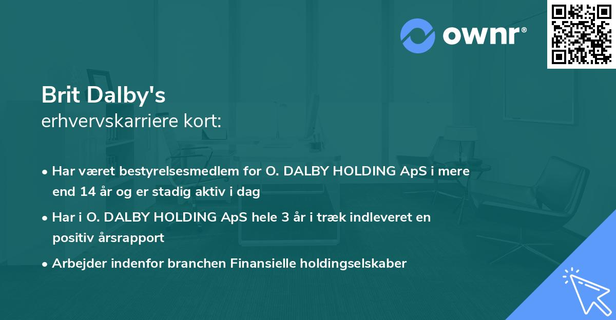 Brit Dalby's erhvervskarriere kort