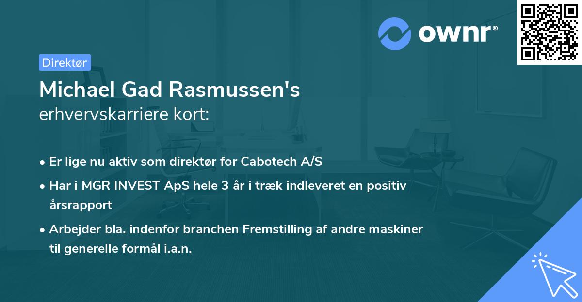 Michael Gad Rasmussen's erhvervskarriere kort