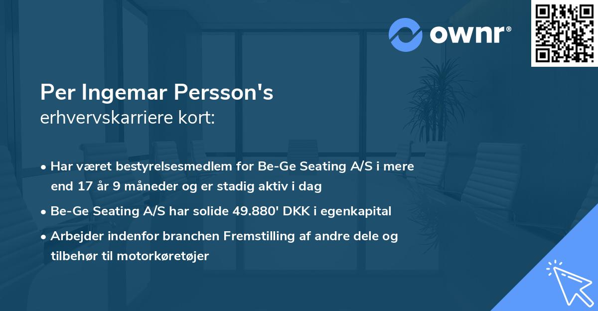 Per Ingemar Persson's erhvervskarriere kort
