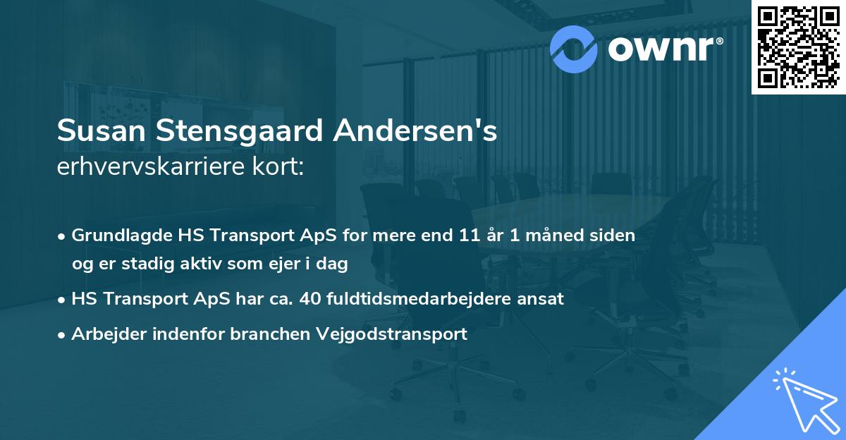 Susan Stensgaard Andersen's erhvervskarriere kort
