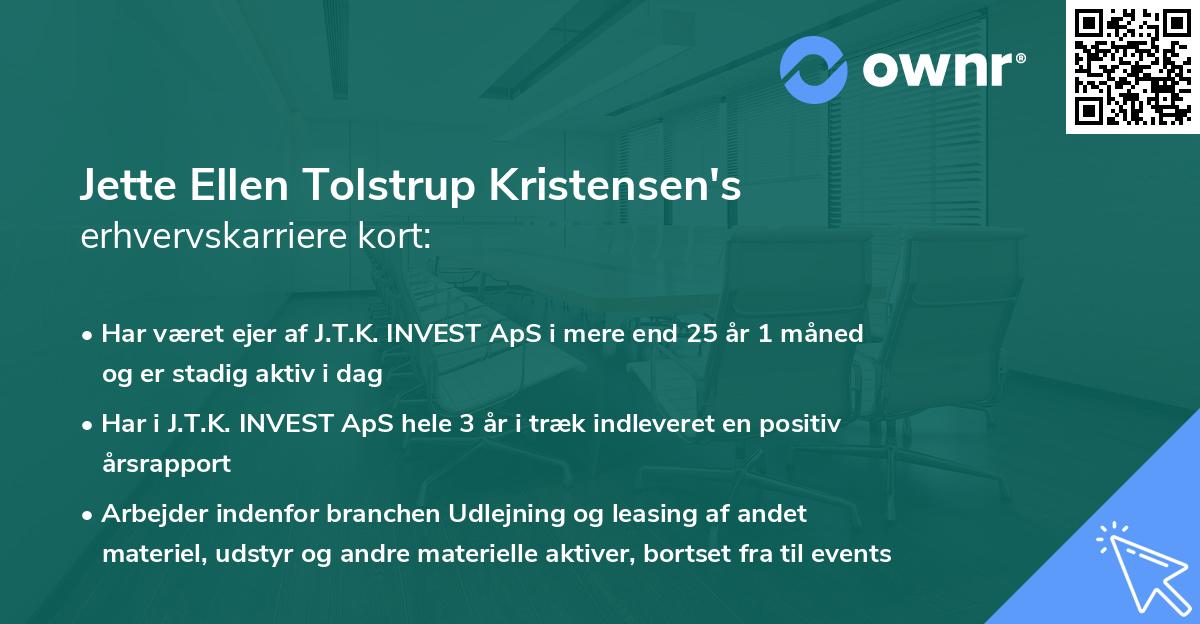 Jette Ellen Tolstrup Kristensen's erhvervskarriere kort