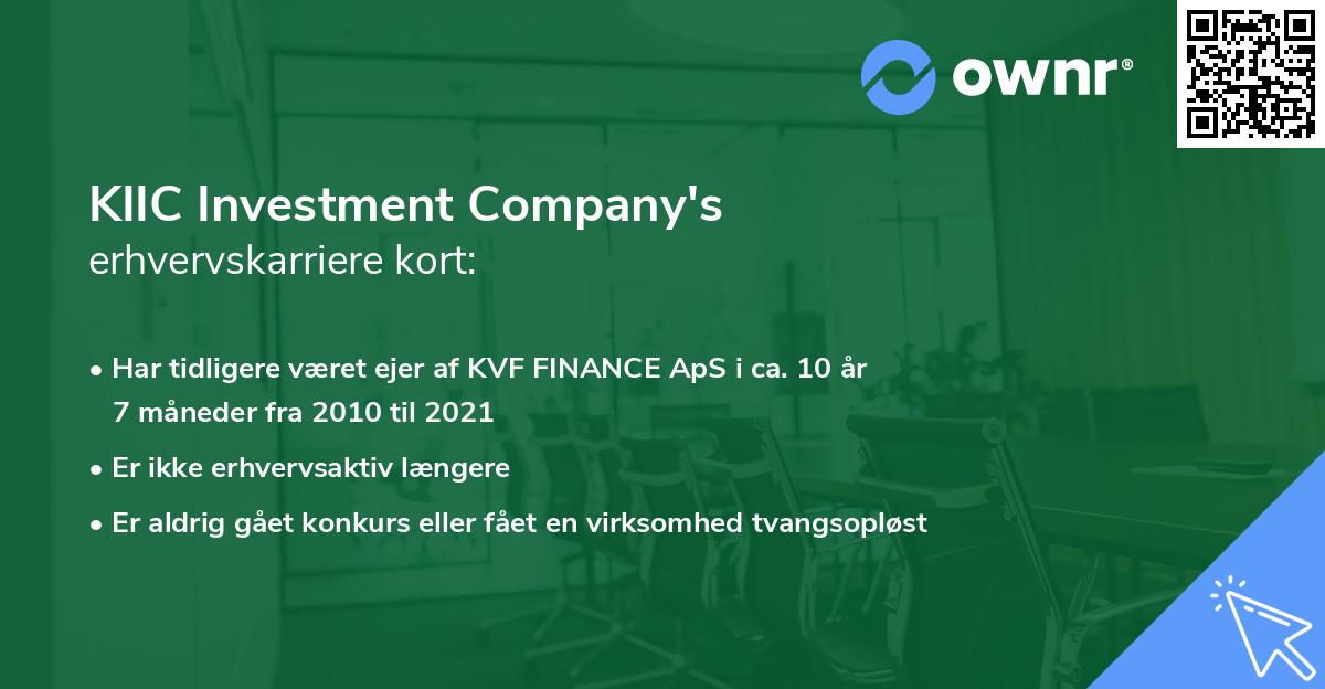 KIIC Investment Company's erhvervskarriere kort