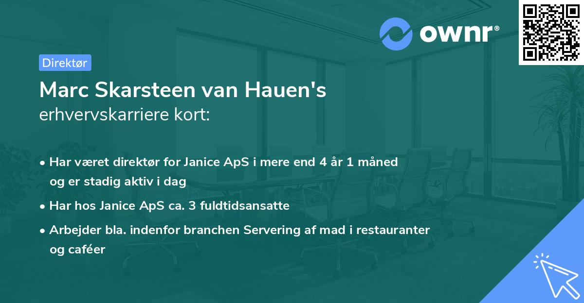 Marc Skarsteen van Hauen's erhvervskarriere kort