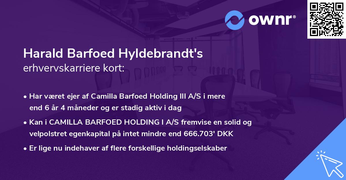 Harald Barfoed Hyldebrandt's erhvervskarriere kort