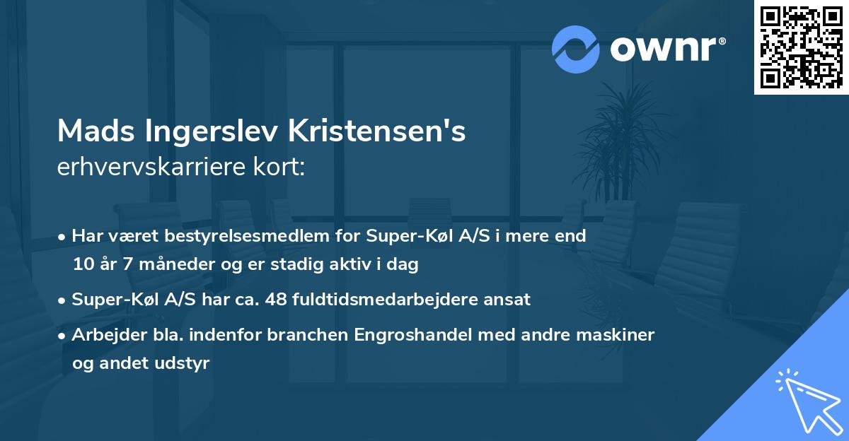 Mads Ingerslev Kristensen's erhvervskarriere kort