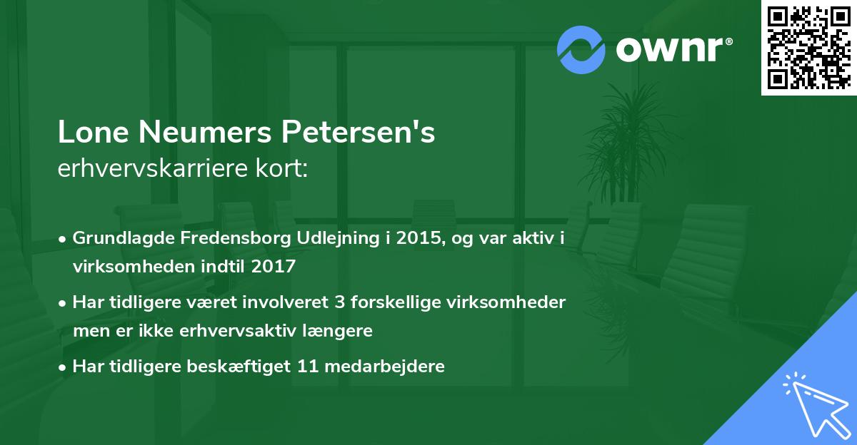 Lone Neumers Petersen's erhvervskarriere kort