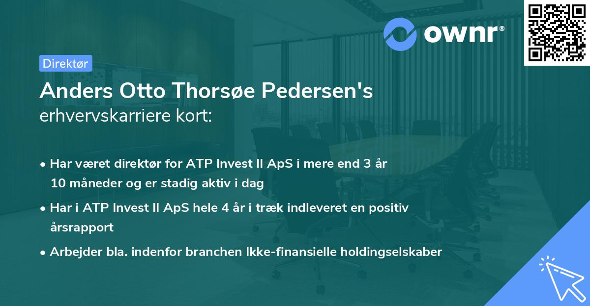 Anders Otto Thorsøe Pedersen's erhvervskarriere kort