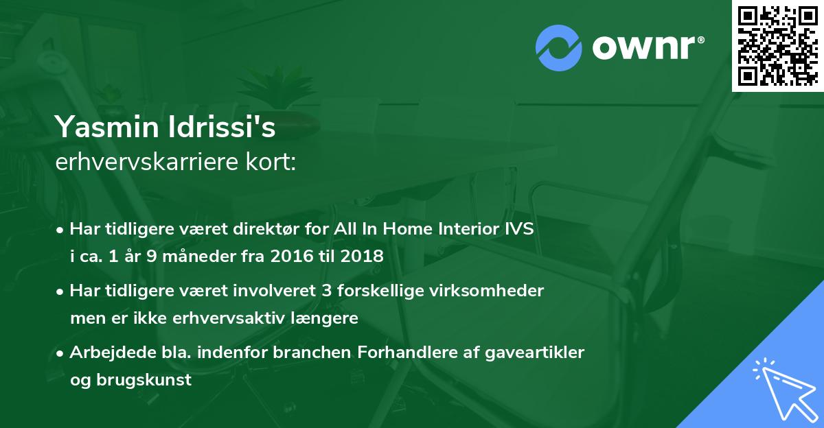 Yasmin Idrissi's erhvervskarriere kort