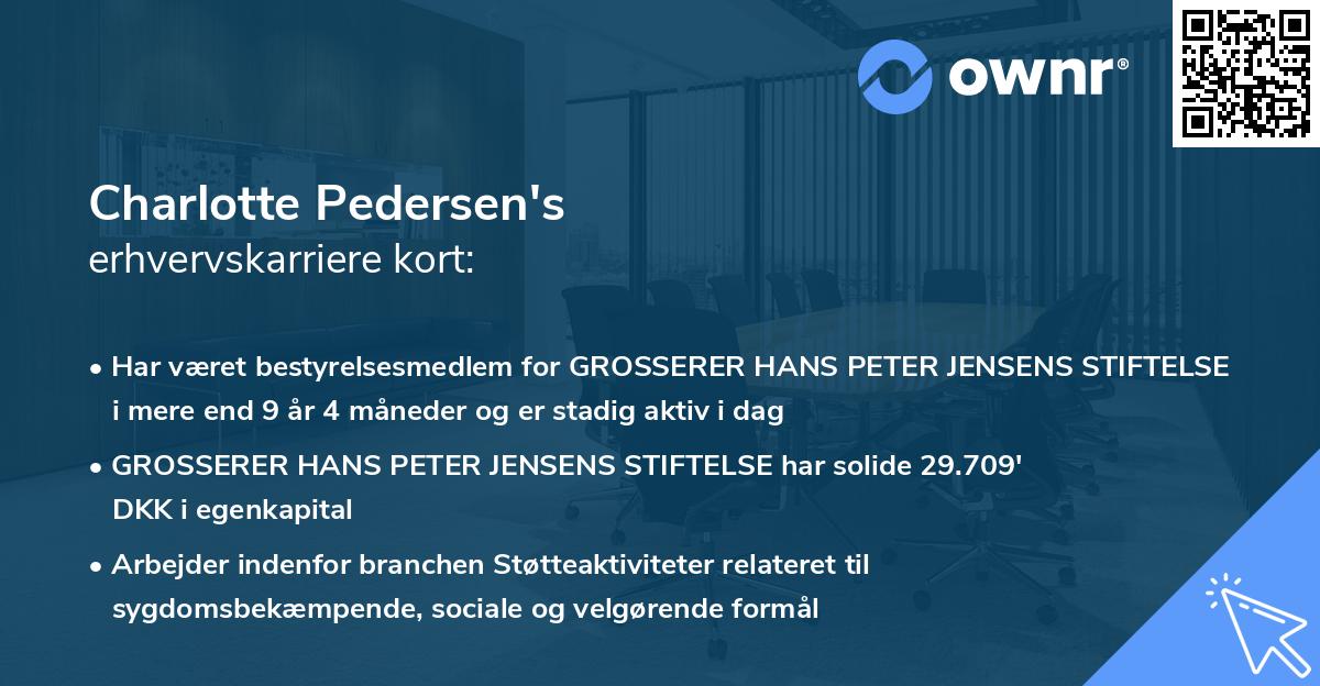 Charlotte Pedersen's erhvervskarriere kort