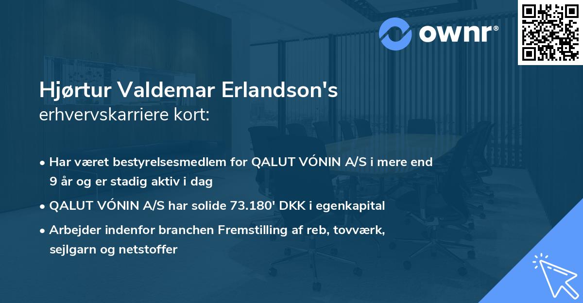 Hjørtur Valdemar Erlandson's erhvervskarriere kort
