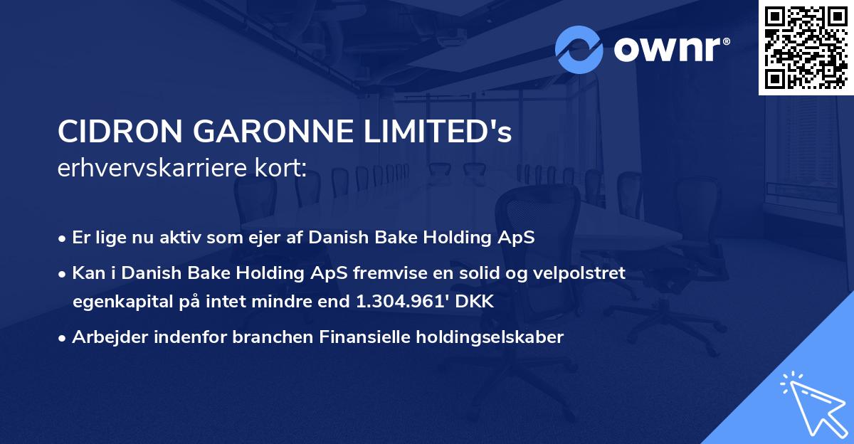 CIDRON GARONNE LIMITED's erhvervskarriere kort