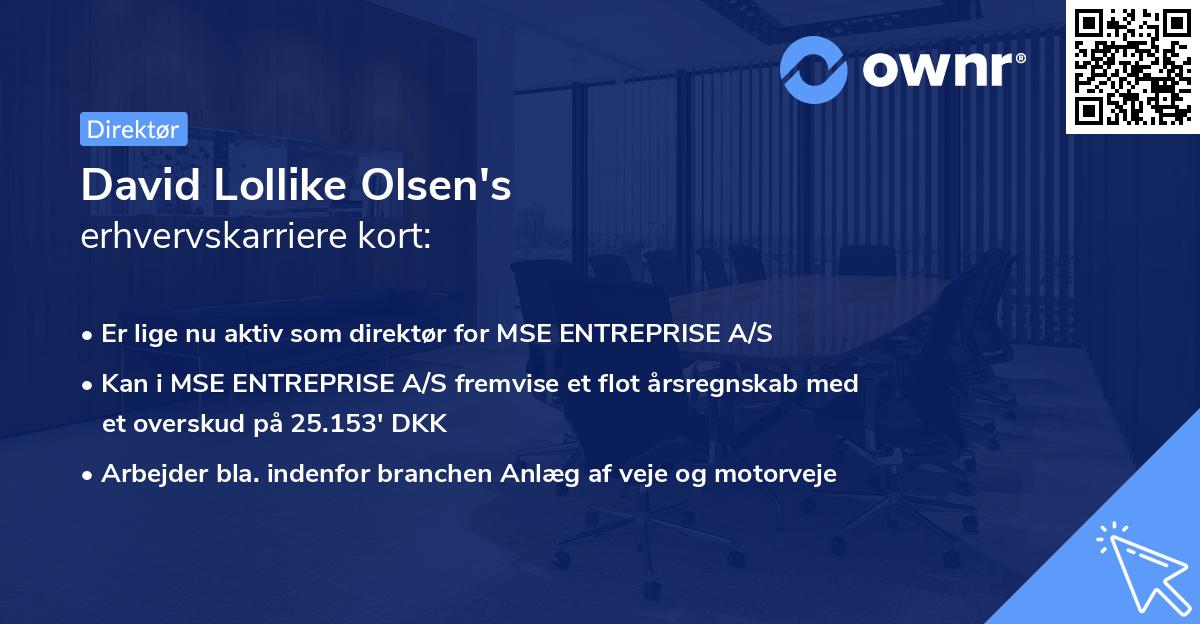 David Lollike Olsen's erhvervskarriere kort